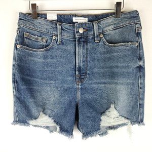 Good American bombshell jean shorts indigo 8 / 29 distressed NWT high rise